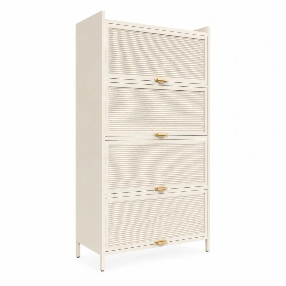 Holzschrank mit 4 Klapptüren Weiß 160cm