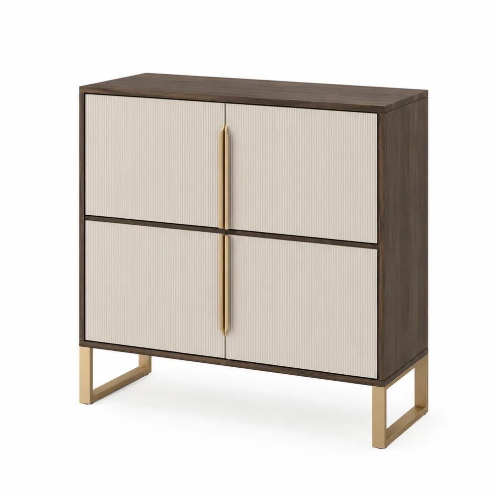 Kommode Holzwerkstoff Metall Braun/Beige 80x40x100 cm