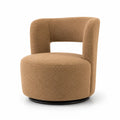 Runder Sessel Braun Bouclé 75cm