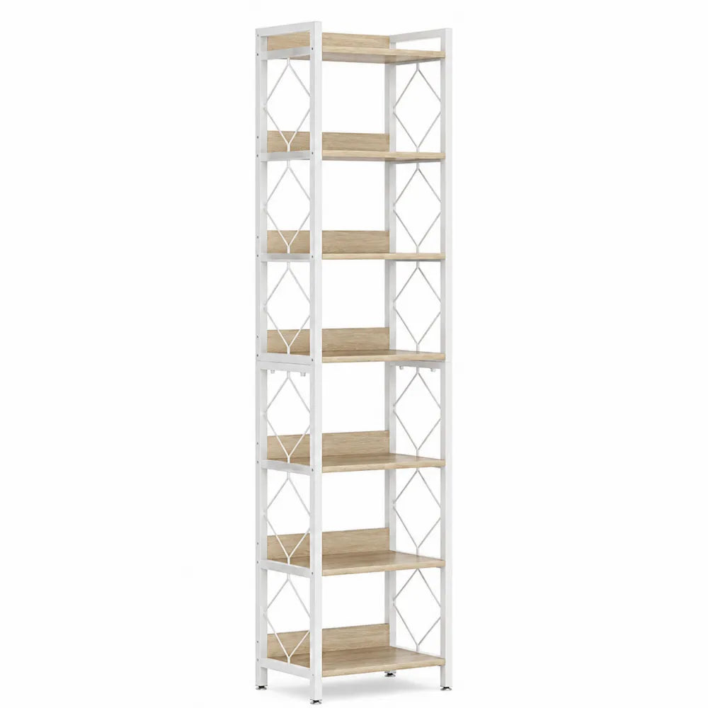 Regal aus Holz und Metall mit 6 Böden in Weiß und Natur 190cm