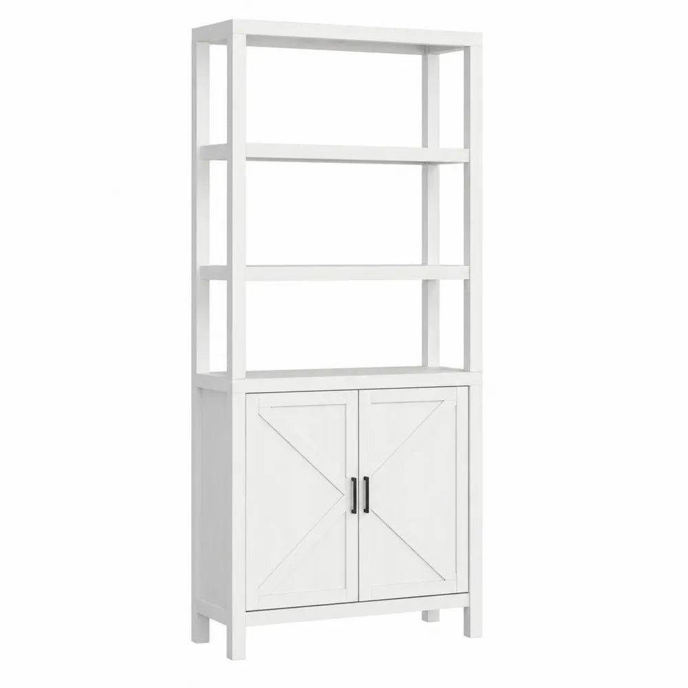 Bücherregal mit Schrank Weiß MDF 180x80x30cm